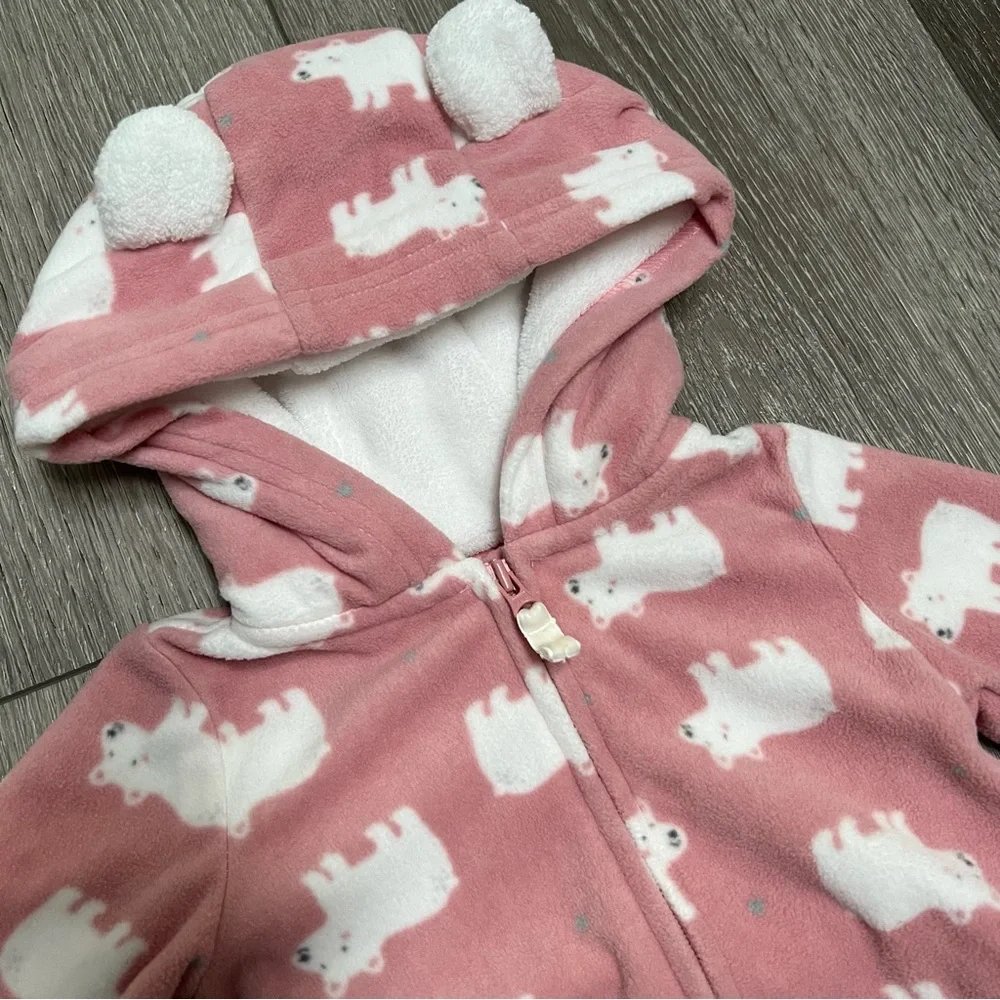 CARTERS ZIP UP FLEECE JUMPSUIT ROMPER PINK 9MO